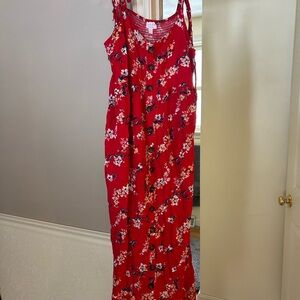 Maternity - Red Floral Maxi Dress